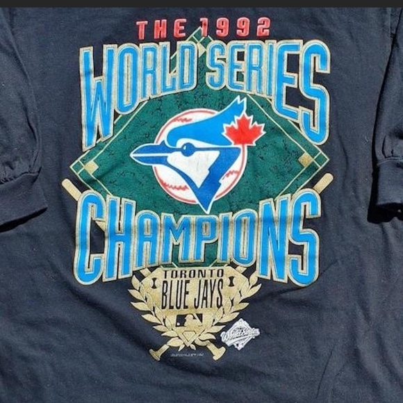 ​1992 Toronto Blue Jays World Series Starter Mock Neck Shirt Medium 1/2 Sleeve - Picture 2 of 7